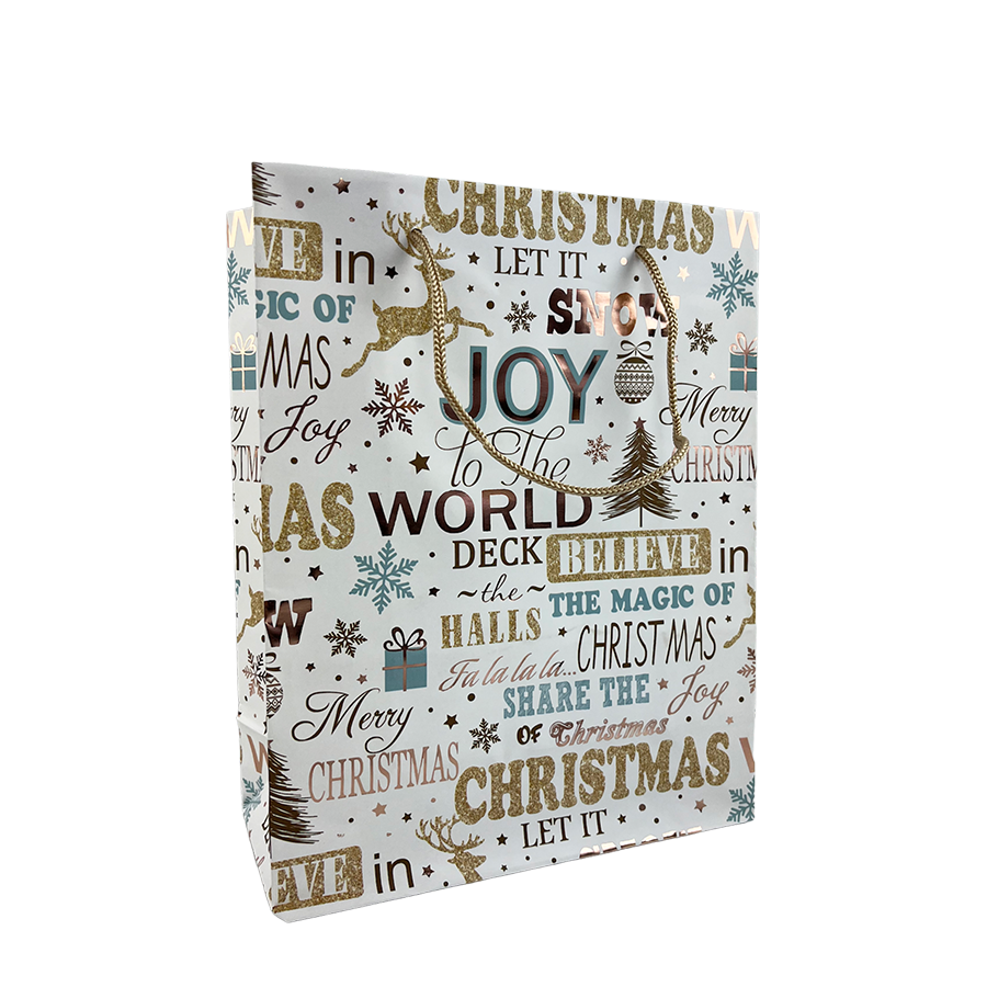 Geschenktüte Weihnachten weiß 18x8x23cm