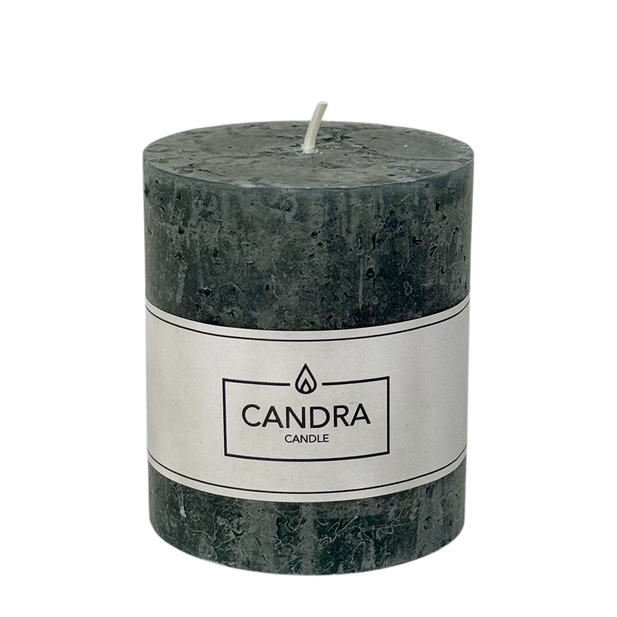 Candra rustikale Stumpenkerze dunkelgrün 80 68 mm