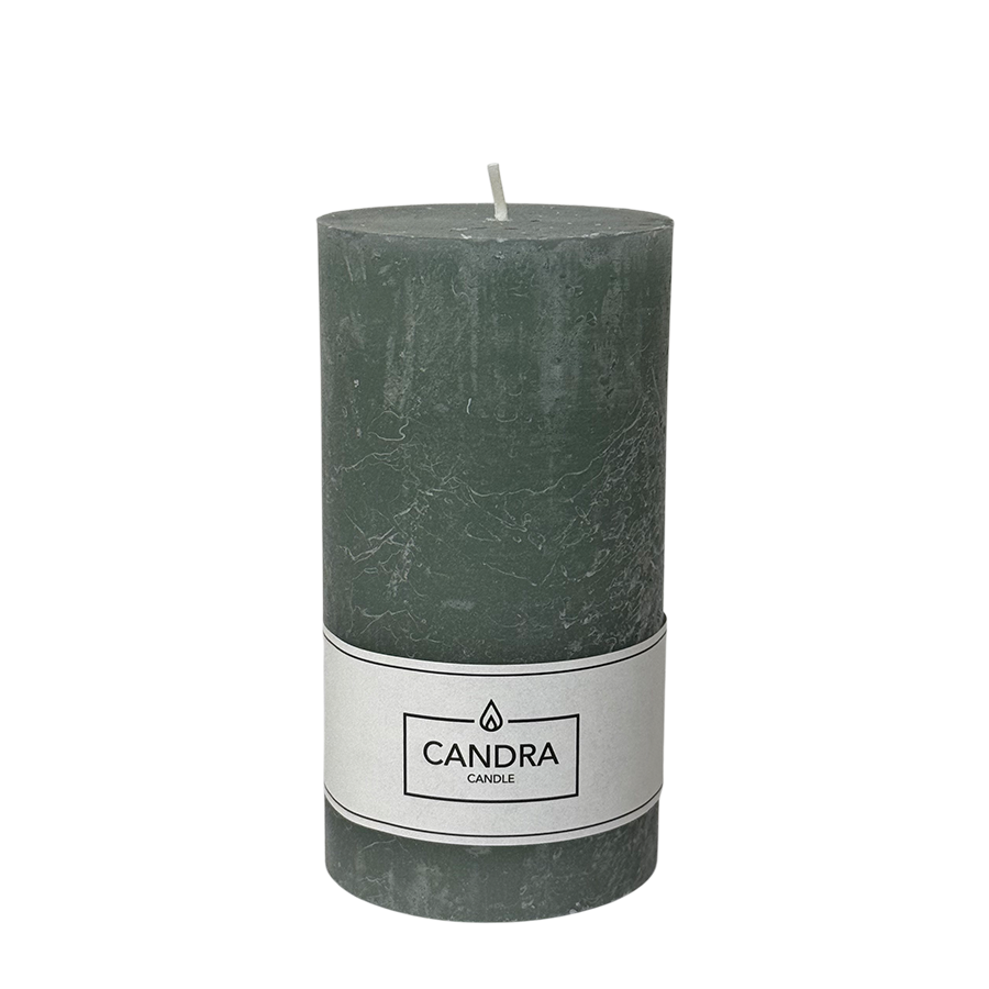 Candra rustikale Stumpenkerze grün 130 68 mm