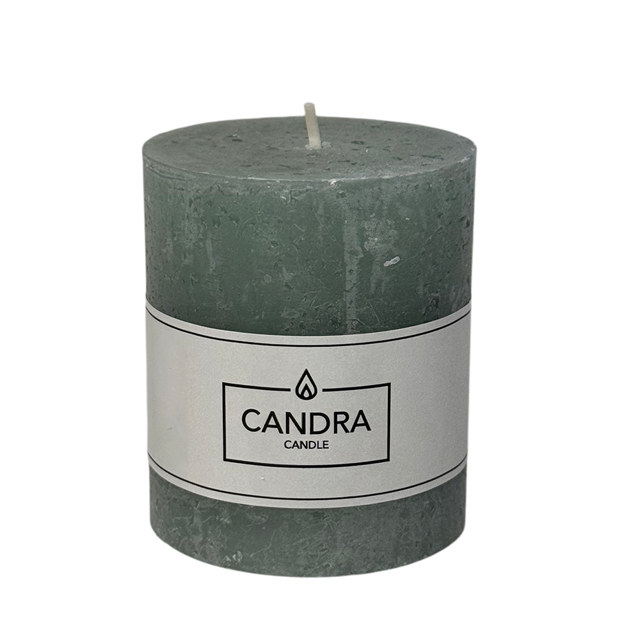 Candra rustikale Stumpenkerze grün 80 68 mm