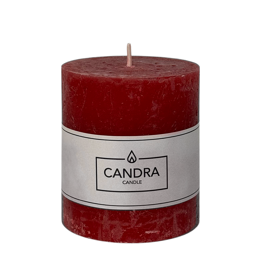 Candra rustikale Stumpenkerze Weihnachten rot 80 68mm
