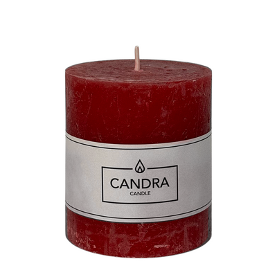 Candra rustikale Stumpenkerze Weihnachten rot 80 68mm