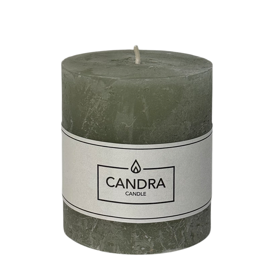 Candra rustikale Stumpenkerze Salbeigrün 80 68 mm