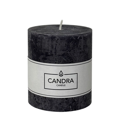 Candra rustikale Stumpenkerze schwarz 80 68 mm