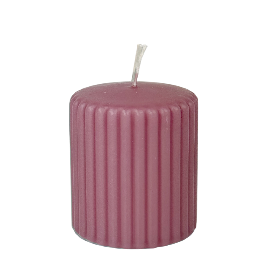 Candra Stumpenkerze gerippt rosa 80 68mm