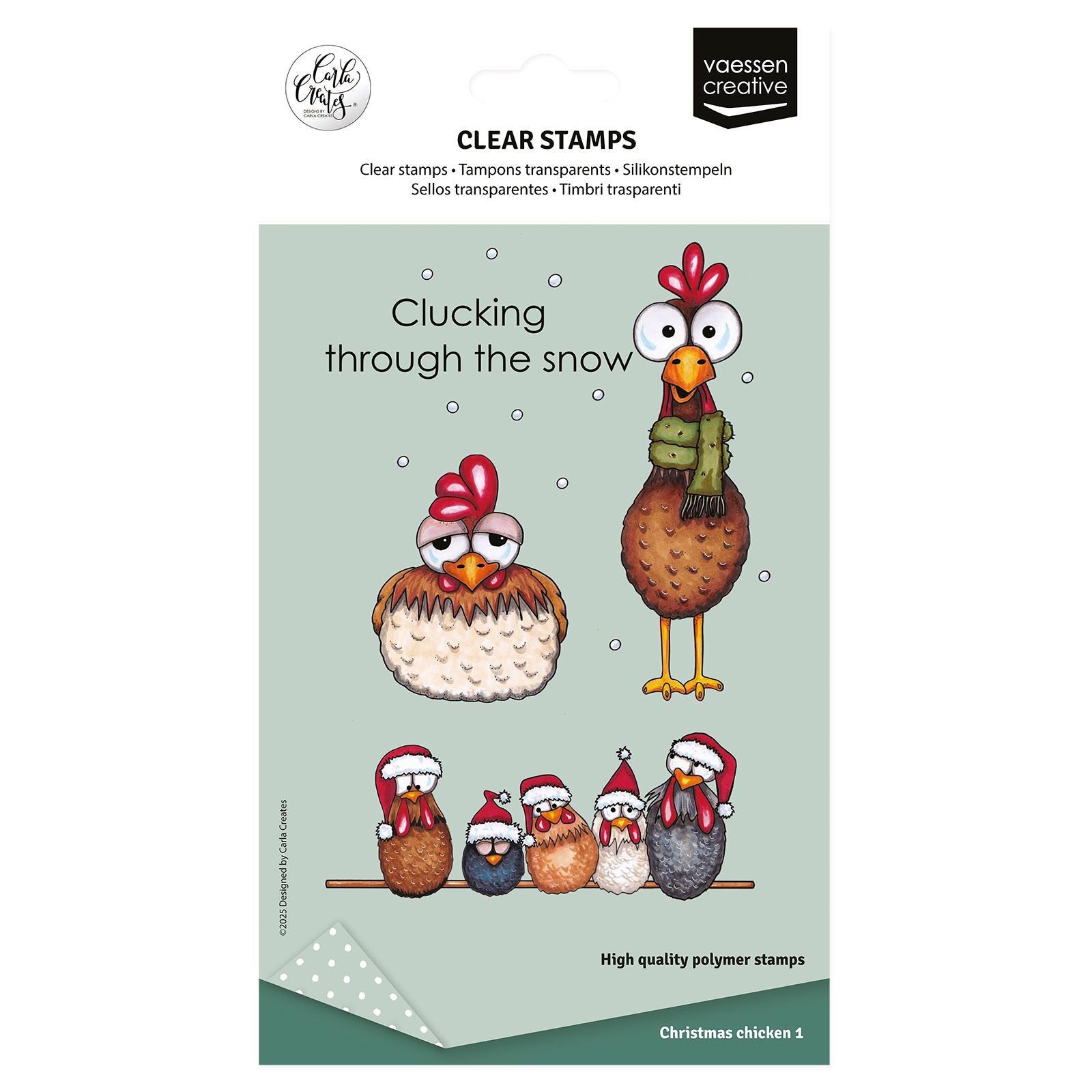 Vaessen creative • Klarsichtstempel Weihnachtshühner 1 12St.