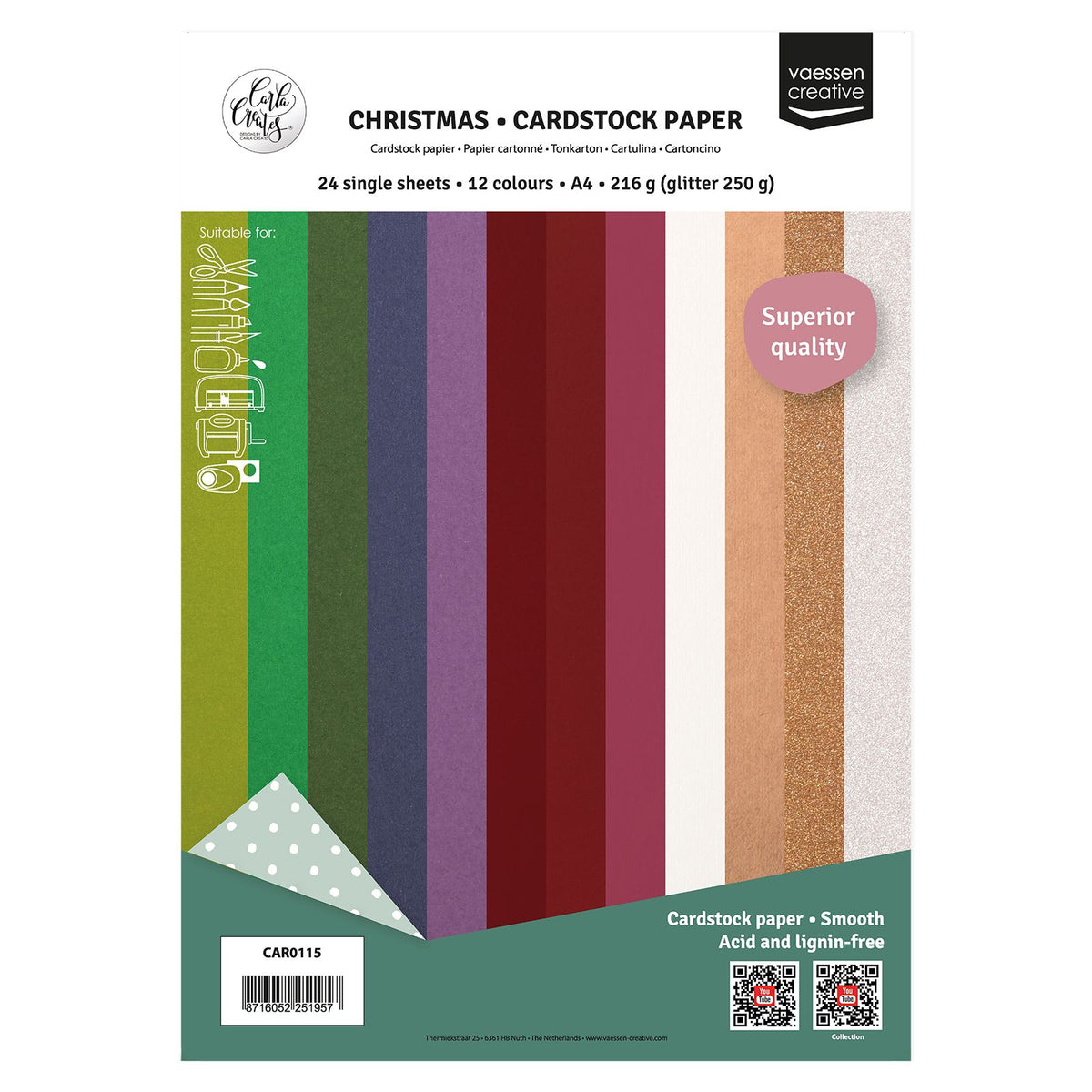 Vaessen creative • Kartonpapier A4 Weihnachts-Multipack 24x