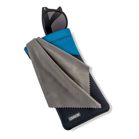Carson Neopren -Brillenabdeckung mit Mikrofaser -Tuchgraublau