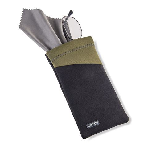 Carson Neopren -Brillenabdeckung mit Mikrofaser -Stoffschwarz -Olive