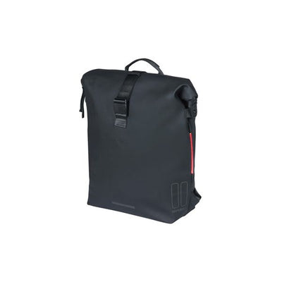 Basil SoHo Nordlicht Fahrradrucksack - schwarzer moderner Rucksack mit LED-Licht für Damen Herren Elektrofahrrad - wasserdicht - 17L - schwarz