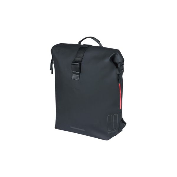 Basil SoHo Nordlicht Fahrradrucksack - schwarzer moderner Rucksack mit LED-Licht für Damen Herren Elektrofahrrad - wasserdicht - 17L - schwarz