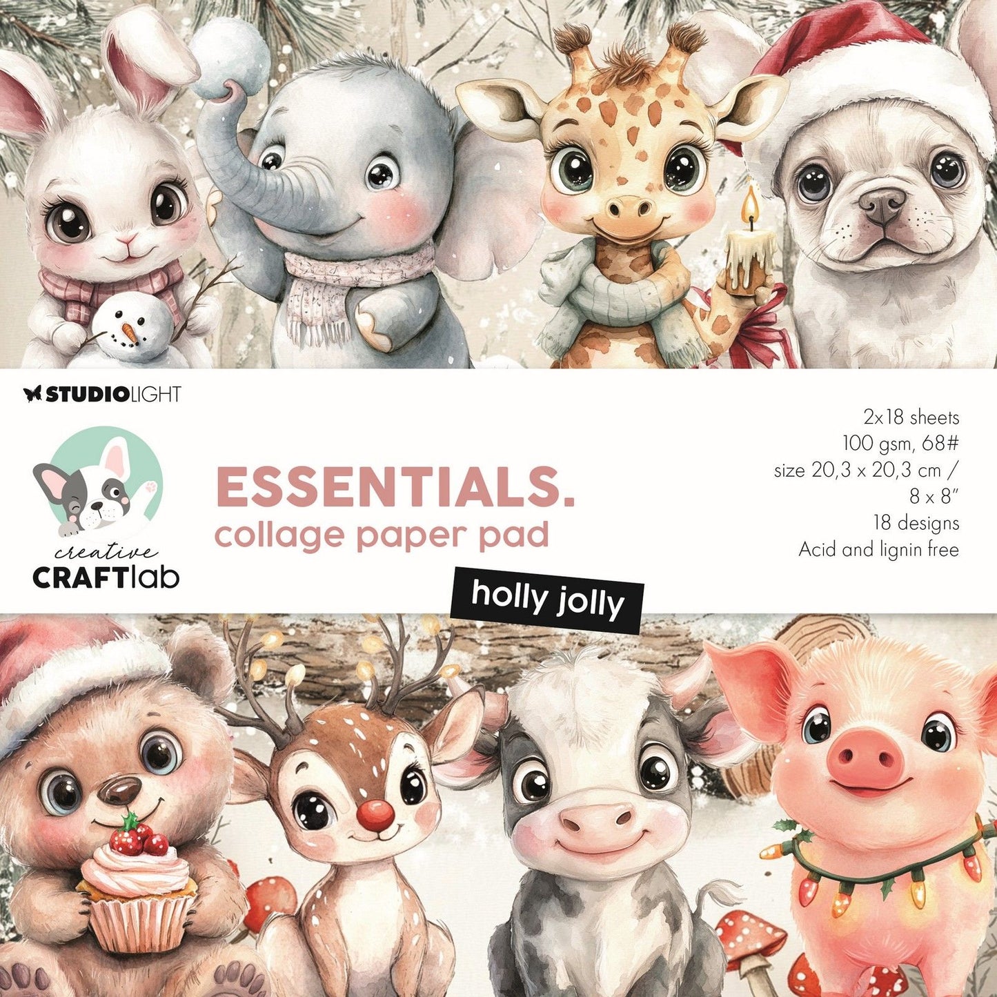 Creative Craftlab • Essentials Collage-Papierblock Holly Jolly
