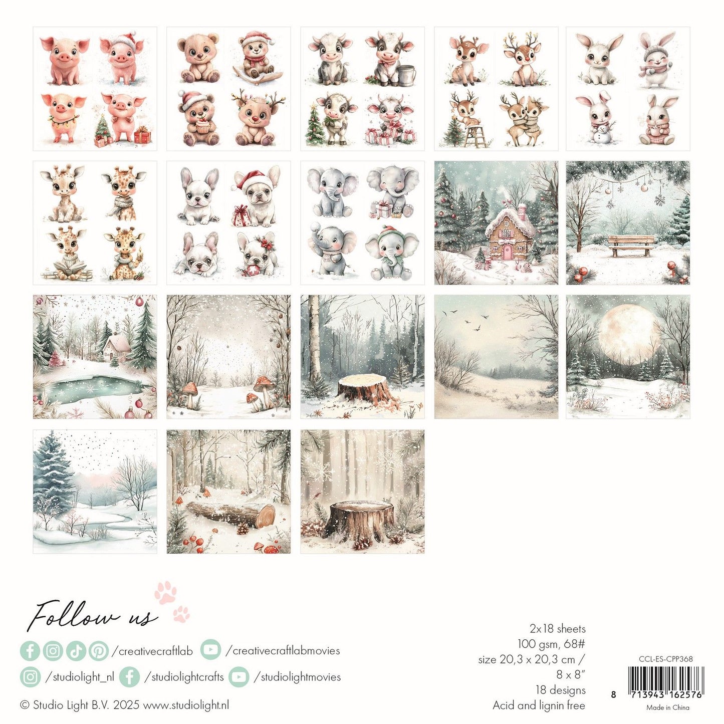 Creative Craftlab • Essentials Collage-Papierblock Holly Jolly