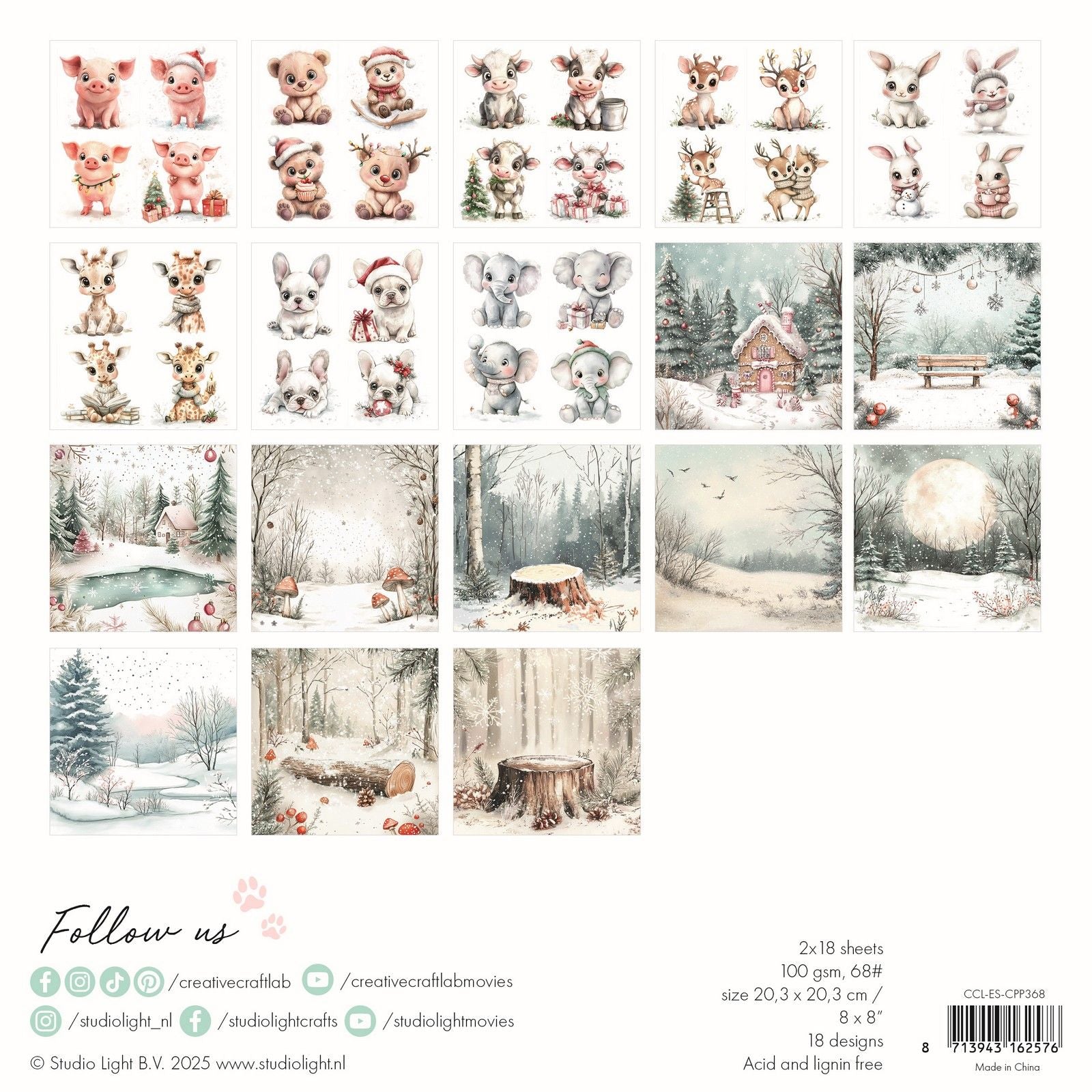 Creative Craftlab • Essentials Collage-Papierblock Holly Jolly