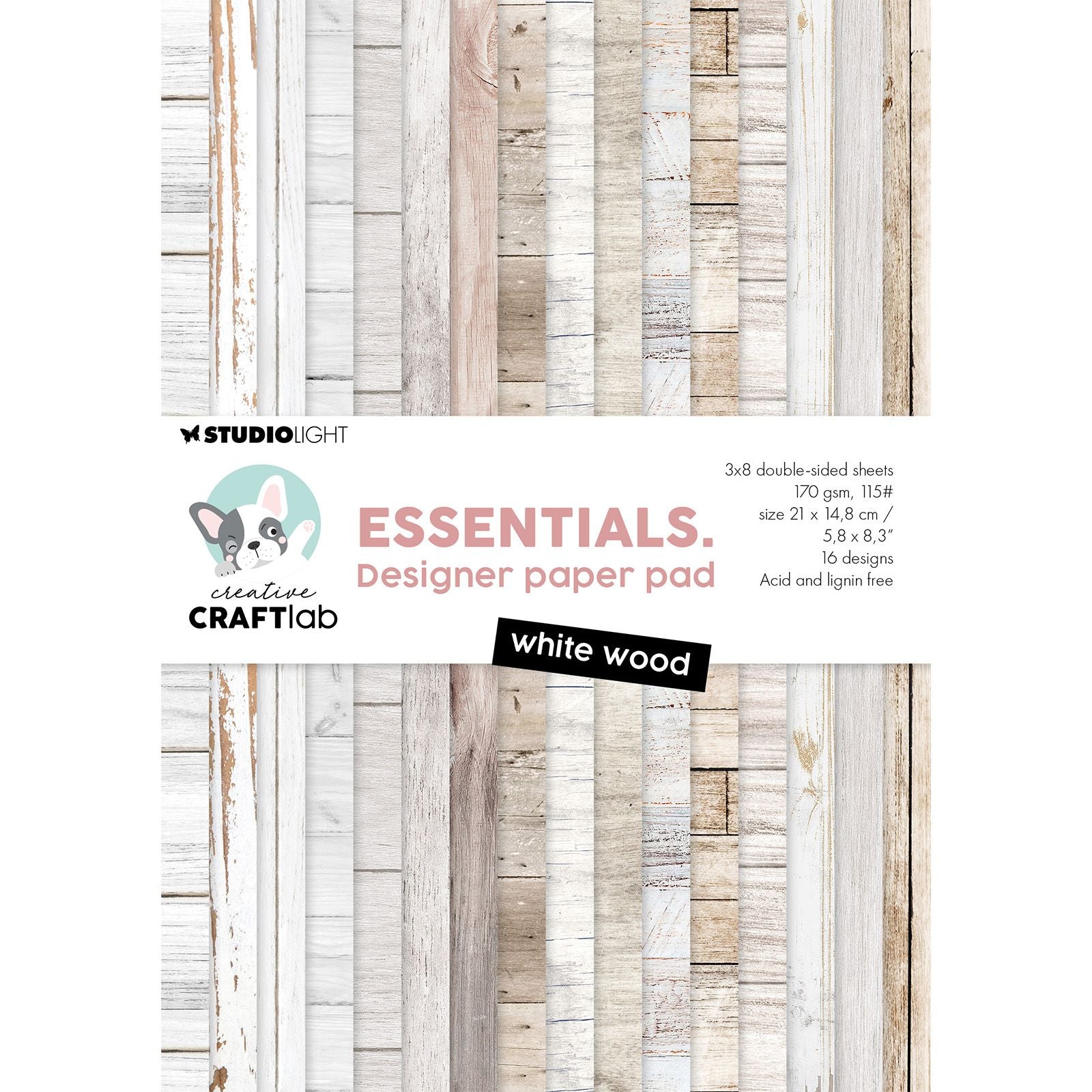 Creative Craftlab • Essentials Design-Papierblock, weißes Holz