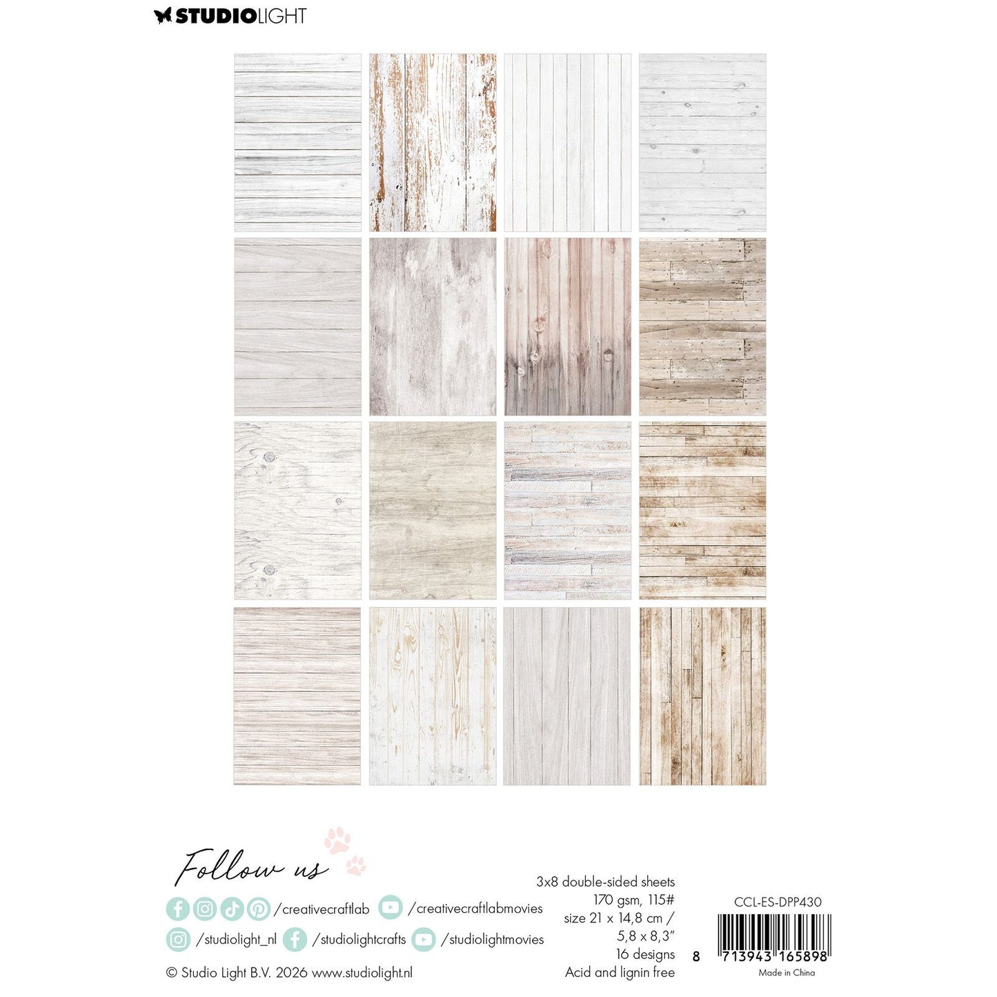 Creative Craftlab • Essentials Design-Papierblock, weißes Holz