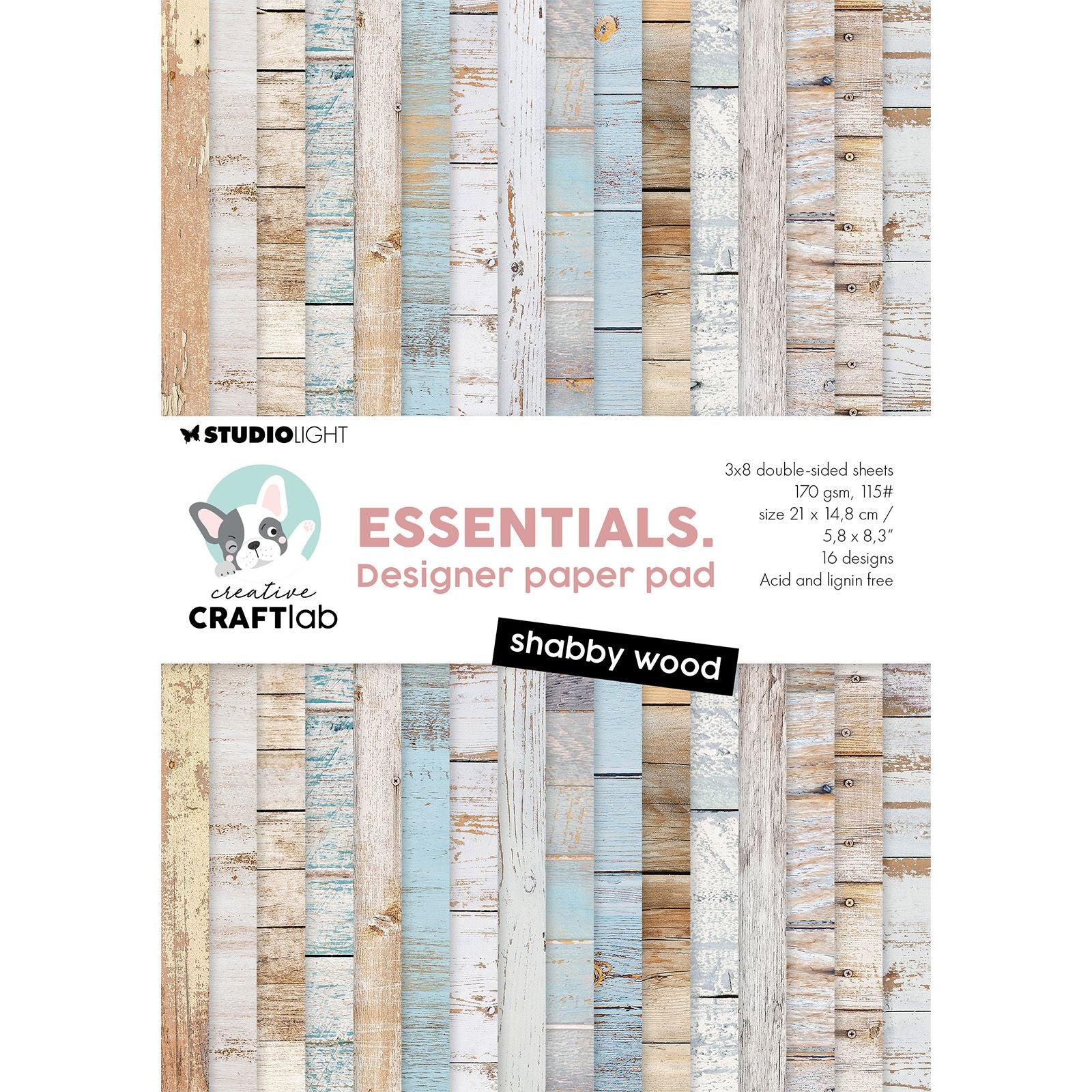 Creative Craftlab • Essentials Design-Papierblock, Shabby-Holz