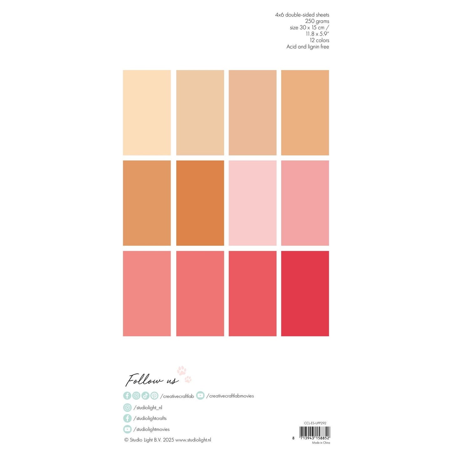 Creative Craftlab • Essentials Unifarbener Papierblock in Pfirsichrosa