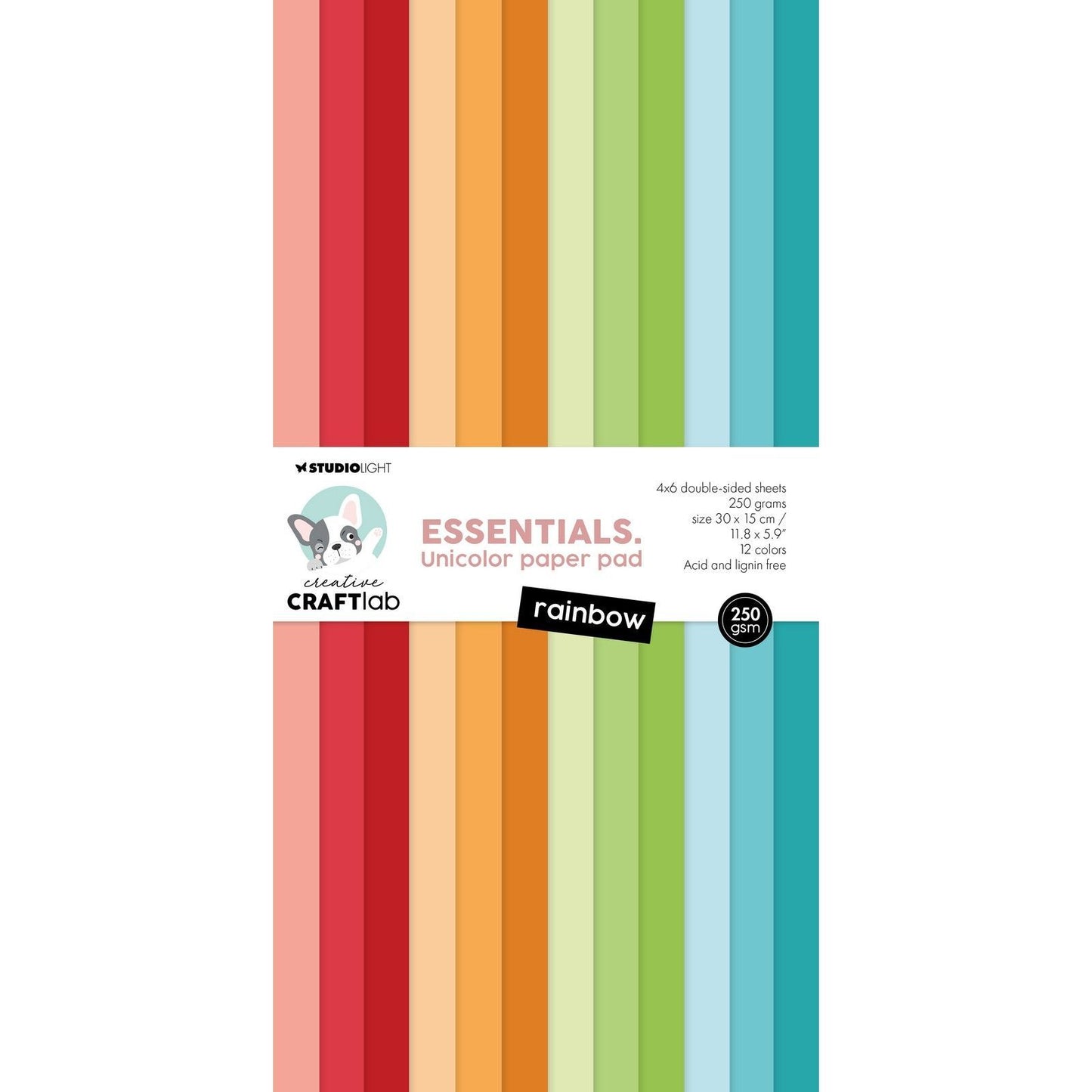 Creative craftlab • essentials einfarbiger Papierblock Regenbogen