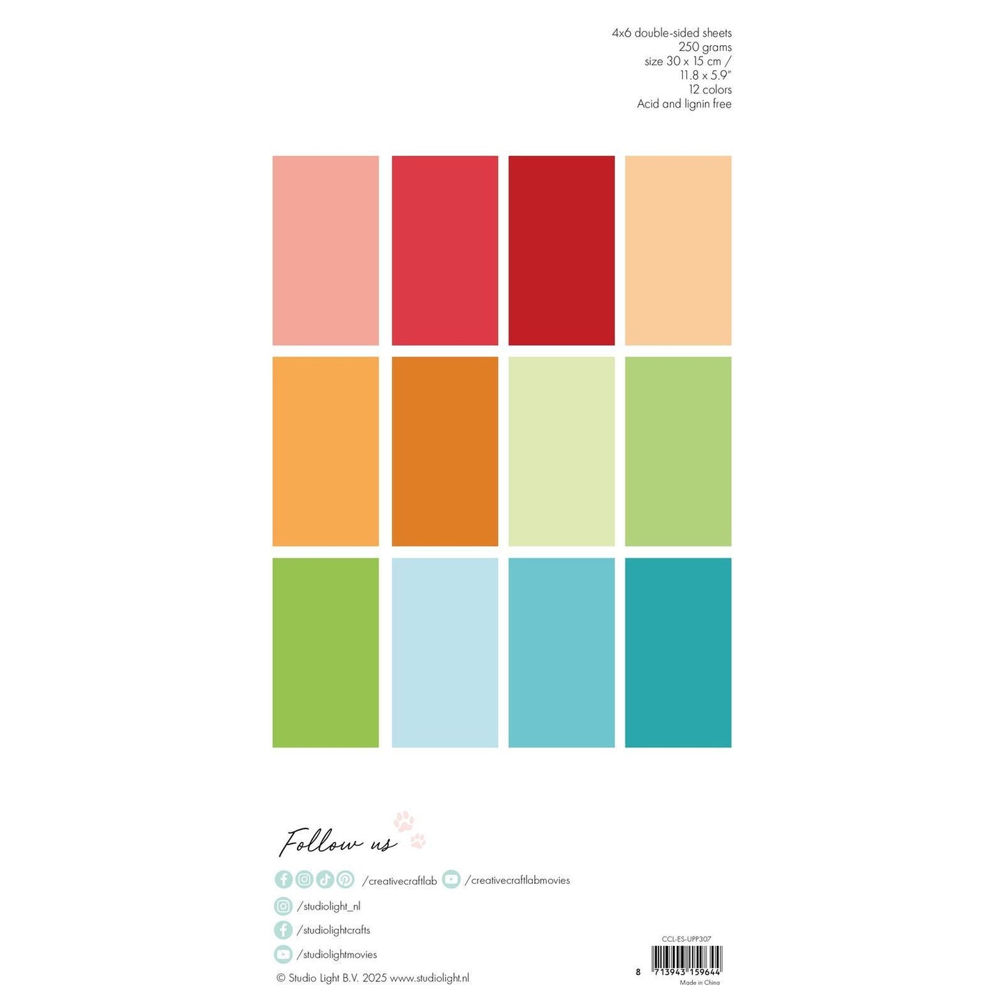 Creative craftlab • essentials einfarbiger Papierblock Regenbogen