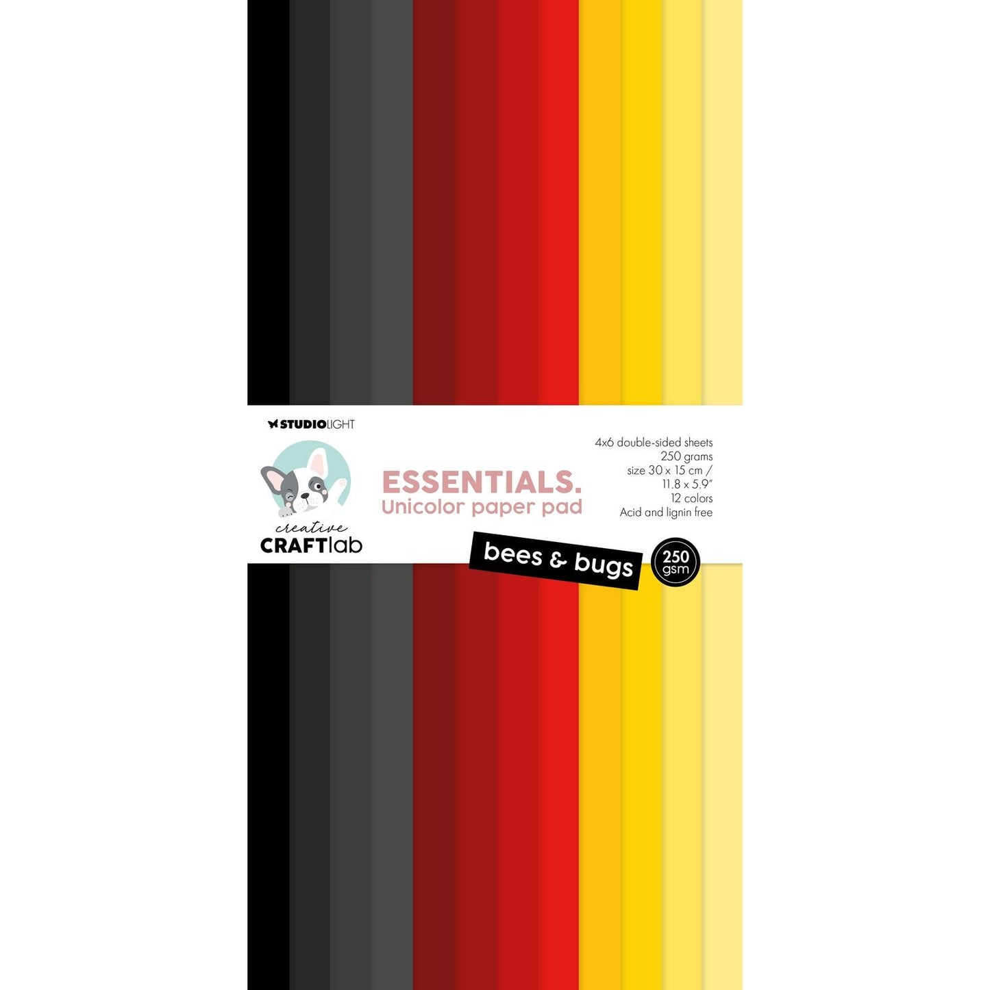 Creative Craftlab • Essentials, einfarbiger Papierblock, Bienen, Käfer
