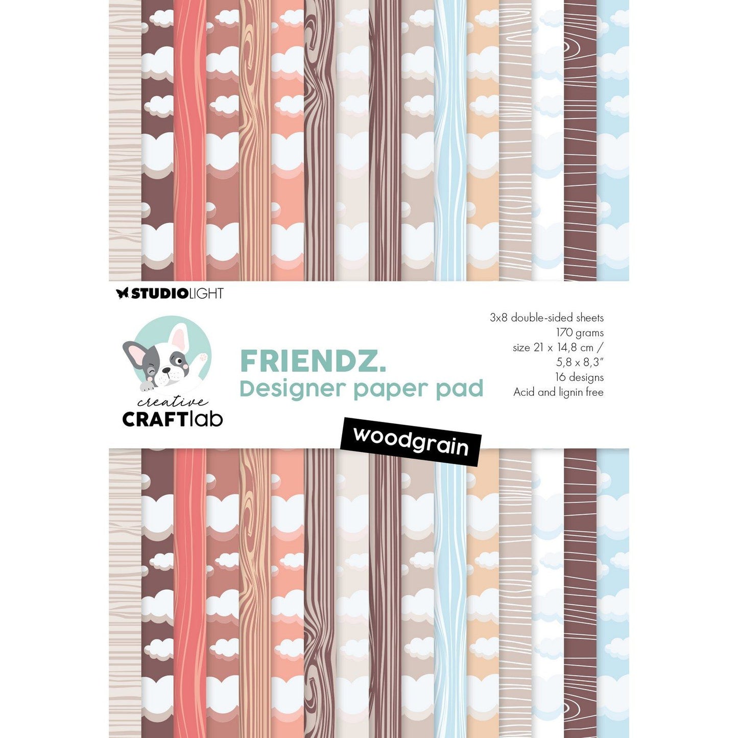 Creative Craftlab • Friendsz Design-Papierblock mit Holzmaserung