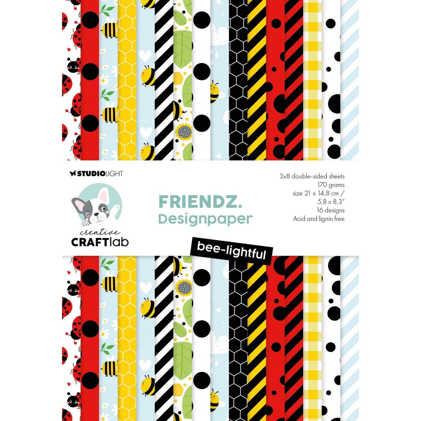 Creative Craftlab • Friendsz Designer-Papierblock, bienenhell
