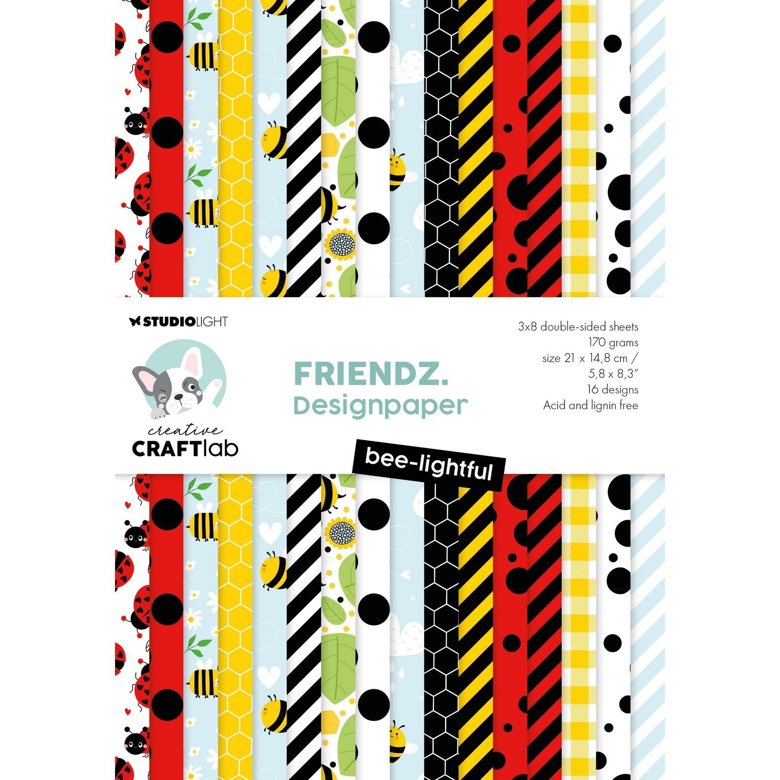 Creative Craftlab • Friendsz Designer-Papierblock, bienenhell