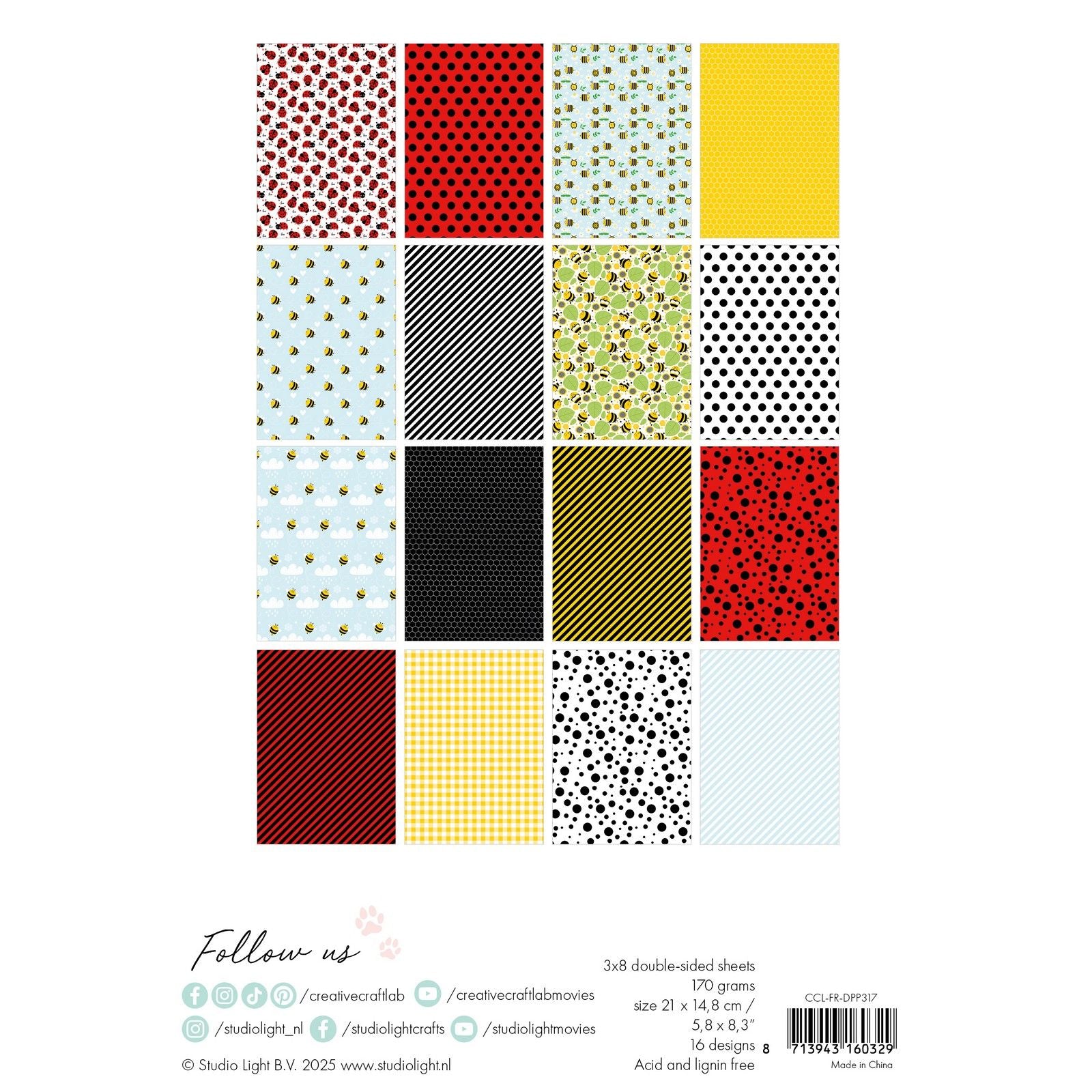 Creative Craftlab • Friendsz Designer-Papierblock, bienenhell