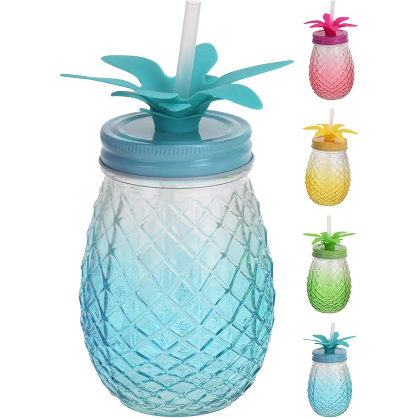 Hervorragendes Haushaltstrinkglas mit Strohhalm, 400 ml, Ananas