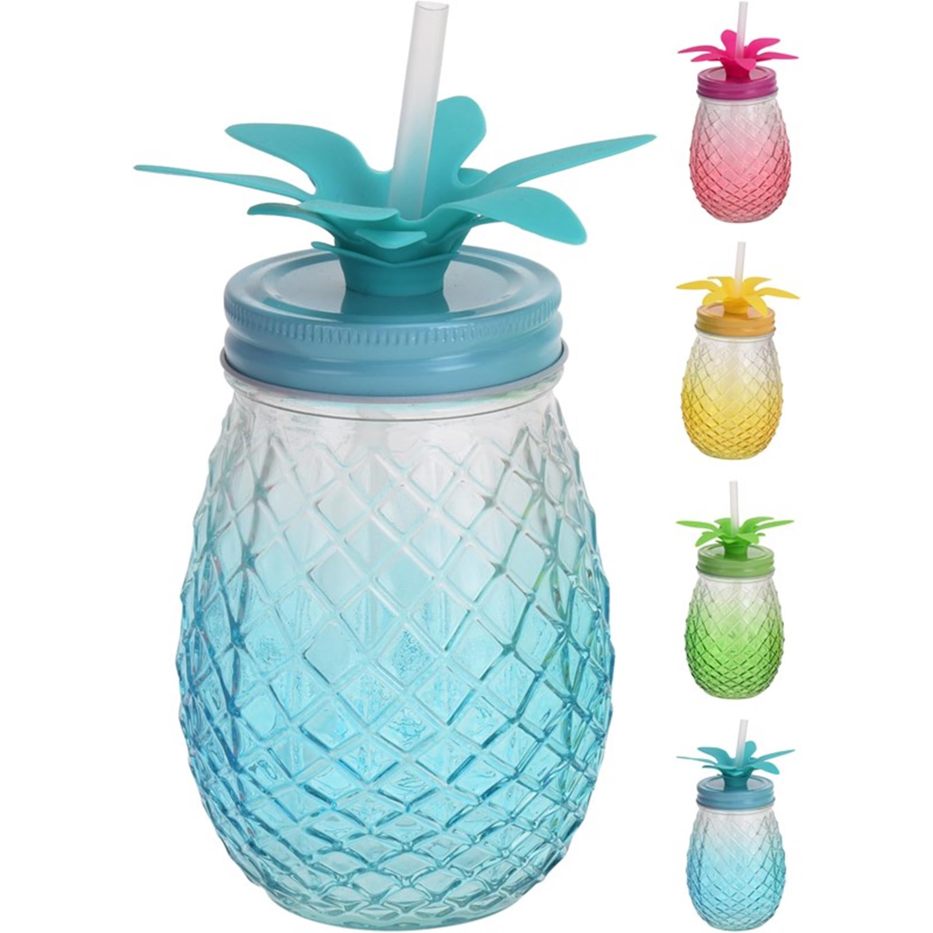 Hervorragendes Haushaltstrinkglas mit Strohhalm, 400 ml, Ananas