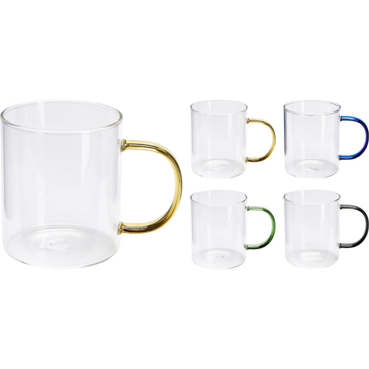 Kaffee-Tee-Glas mit farbigem Henkel