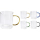 Kaffee-Tee-Glas mit farbigem Henkel
