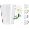 Home-Styling-Kaffee-Tee-Glas mit Blumengriff, 410 ml