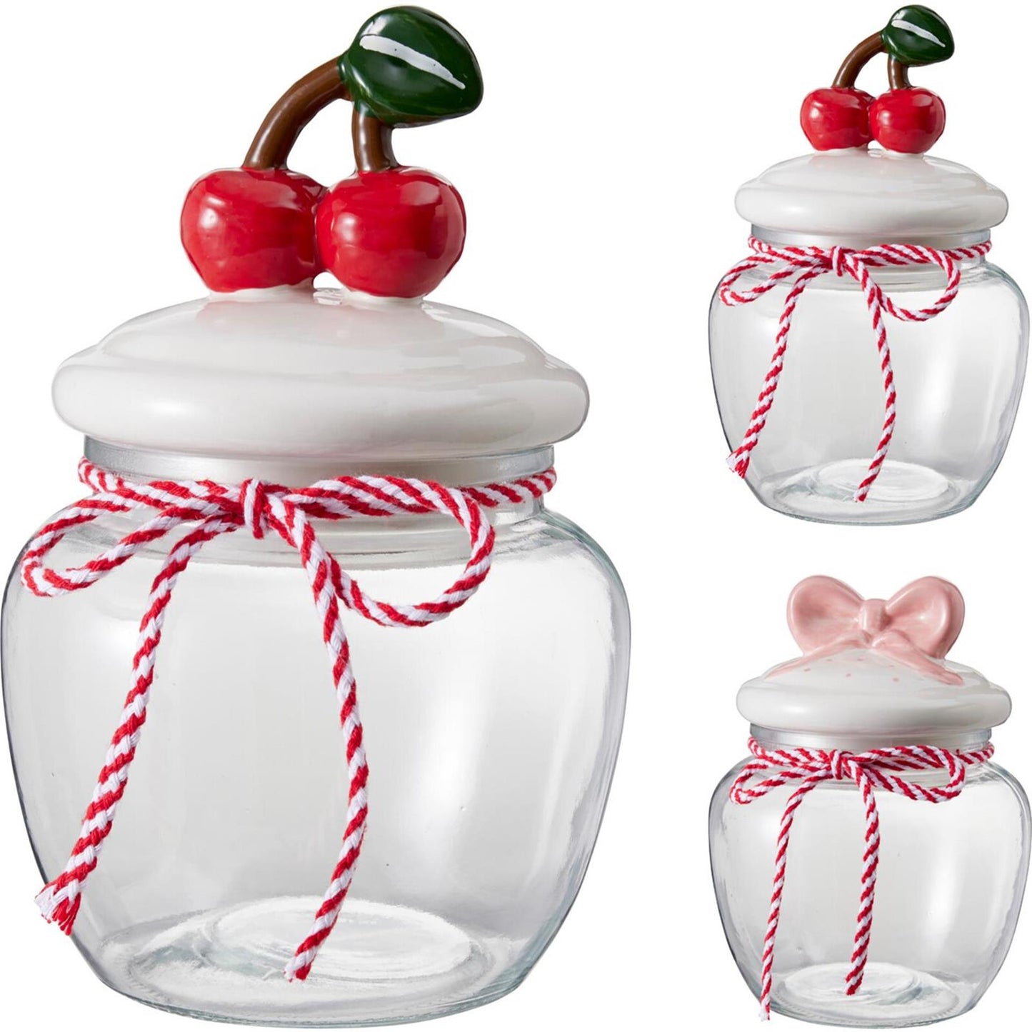 Home Styling Vorratsglas Glas 1,2l Kirsche Schleife
