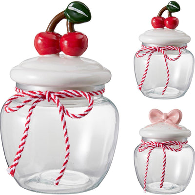 Home Styling Vorratsglas Glas 1,2l Kirsche Schleife