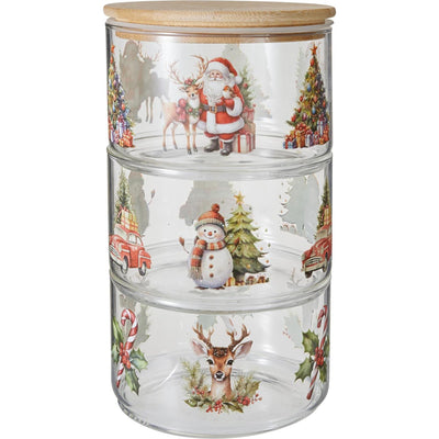 Home Styling Vorratsdose Glas Weihnachten 3-schichtig