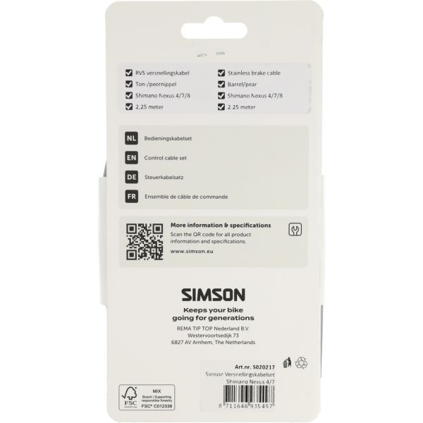 Simson Schaltzugset Shimano Nexus 4 7 8 grau Edelstahl