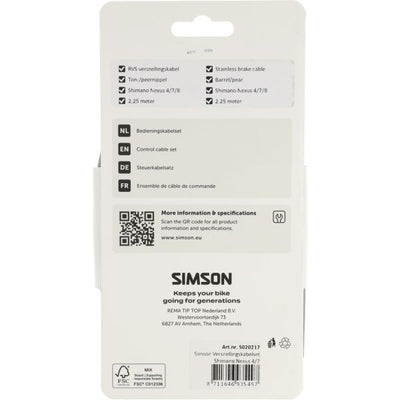 Simson Schaltzugset Shimano Nexus 4 7 8 grau Edelstahl