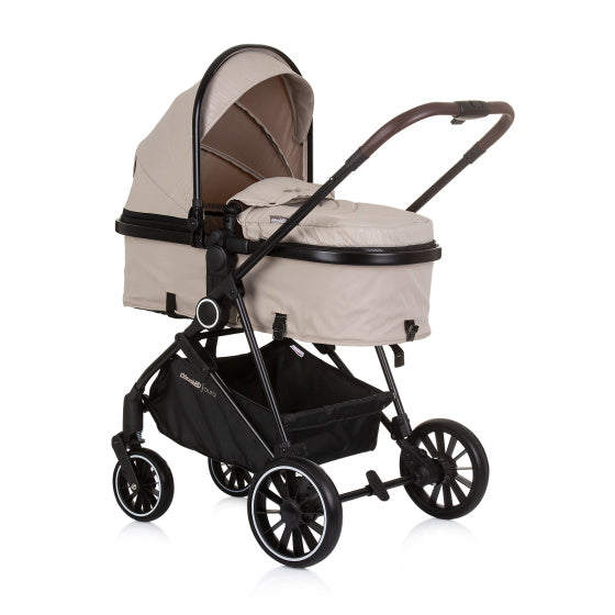 Chipolino Aura faltbar 3-in-1-Kinderwagen mit Windelbeutel Macadamia Beige Zwart