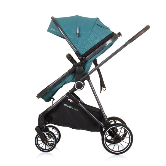 Chipolino Aura faltbar 3-in-1-Kinderwagen mit Windelbeutel blaugrün schwarzschwarz