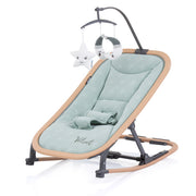 Chipolino Velvet Faltbarer Schaukelstuhl mit mobiler Aloe Wood Mintgroen Beige - afbeelding 1