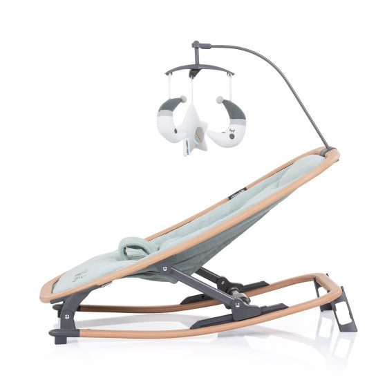 Chipolino Velvet Faltbarer Schaukelstuhl mit mobiler Aloe Wood Mintgroen Beige