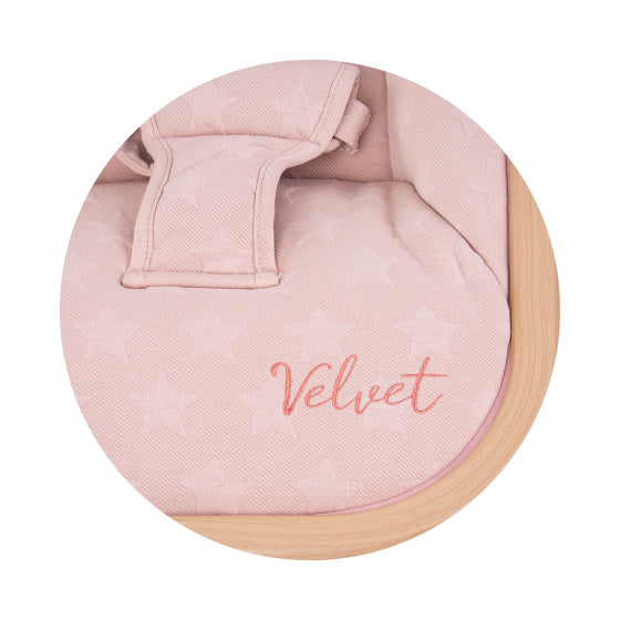 Chipolino Velvet Faltbarer Schaukelstuhl mit mobilem Rosenwasserholz Pink Rosa
