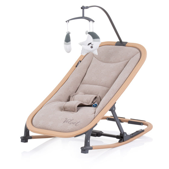 Chipolino Velvet Faltbarer Schaukelstuhl mit mobilem Sandholz