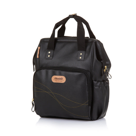 Chipolino Rucksack Wickeltasche mit Versionsmatte Leder schwarz