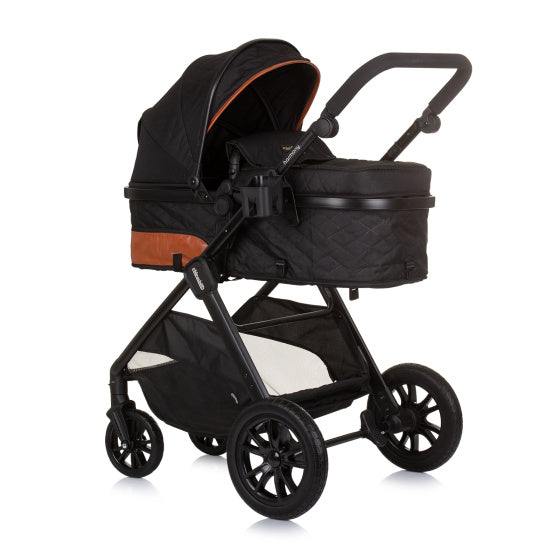 Chipolino Harmonie faltbar 3-in-1-Kinderwagen mit Wickelbeutel Obsidian Schwarz