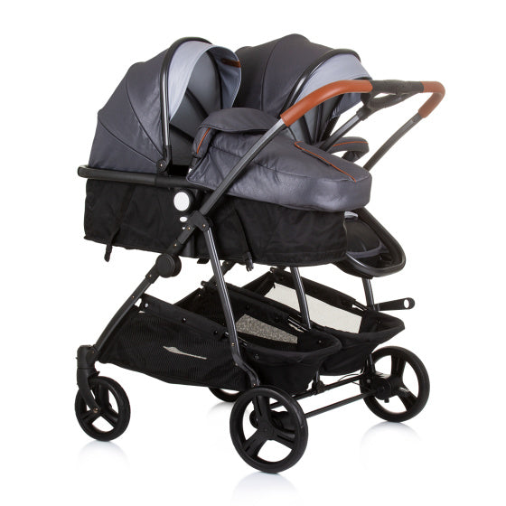 Chipolino -Duo faltbarer Kinderwagen für 2 silbergraues Schwarz