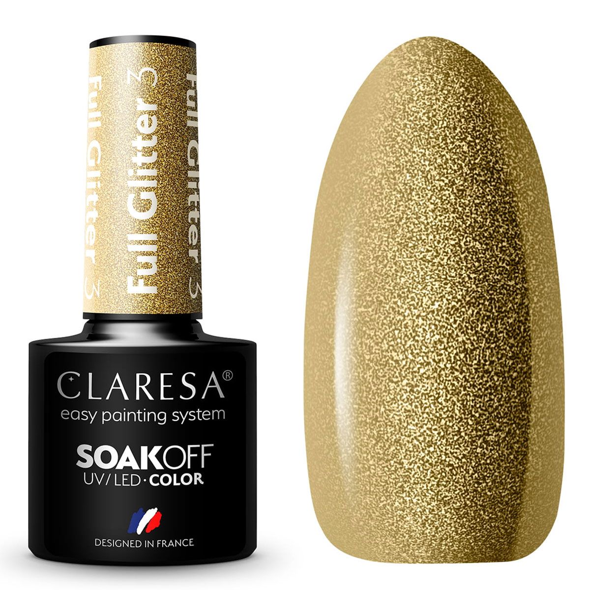Claresa Claresa UV LED GELLAK 5ML Full Glitter 3 Gold
