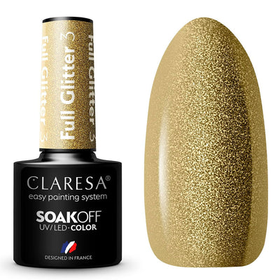 Claresa Claresa UV LED GELLAK 5ML Full Glitter 3 Gold
